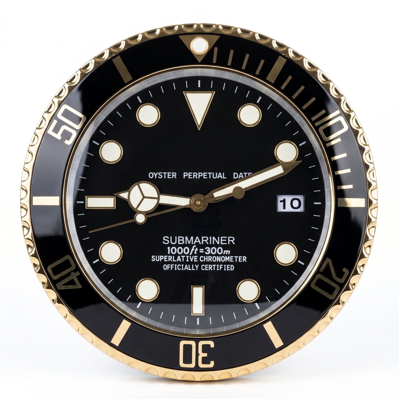 Submariner Two-Tone – Dealer Display Wall Clock (Black & Gold)